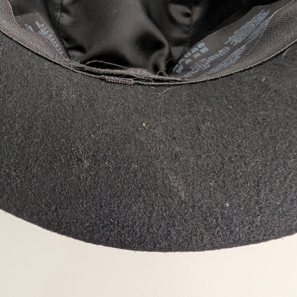 All Saints black wool fedora hat with leather band - Picture 8 of 8